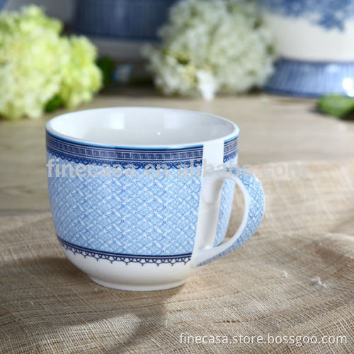 600CC Elegant Style New Bone China Ceramic Big Soup Mug of Blue in China